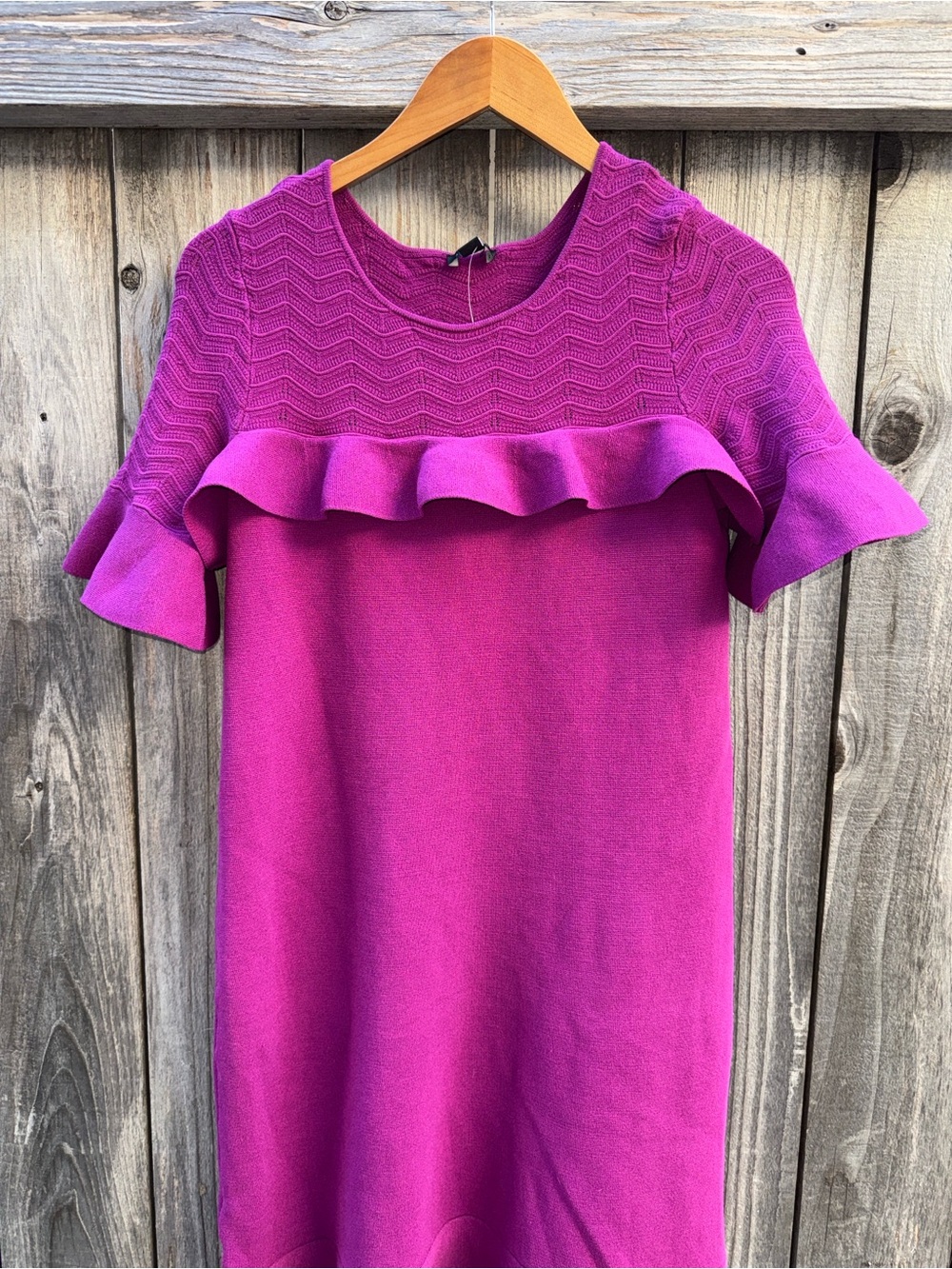Ann Taylor Chevron Ruffle Sweater Dress Size Small - Picture 3 of 8